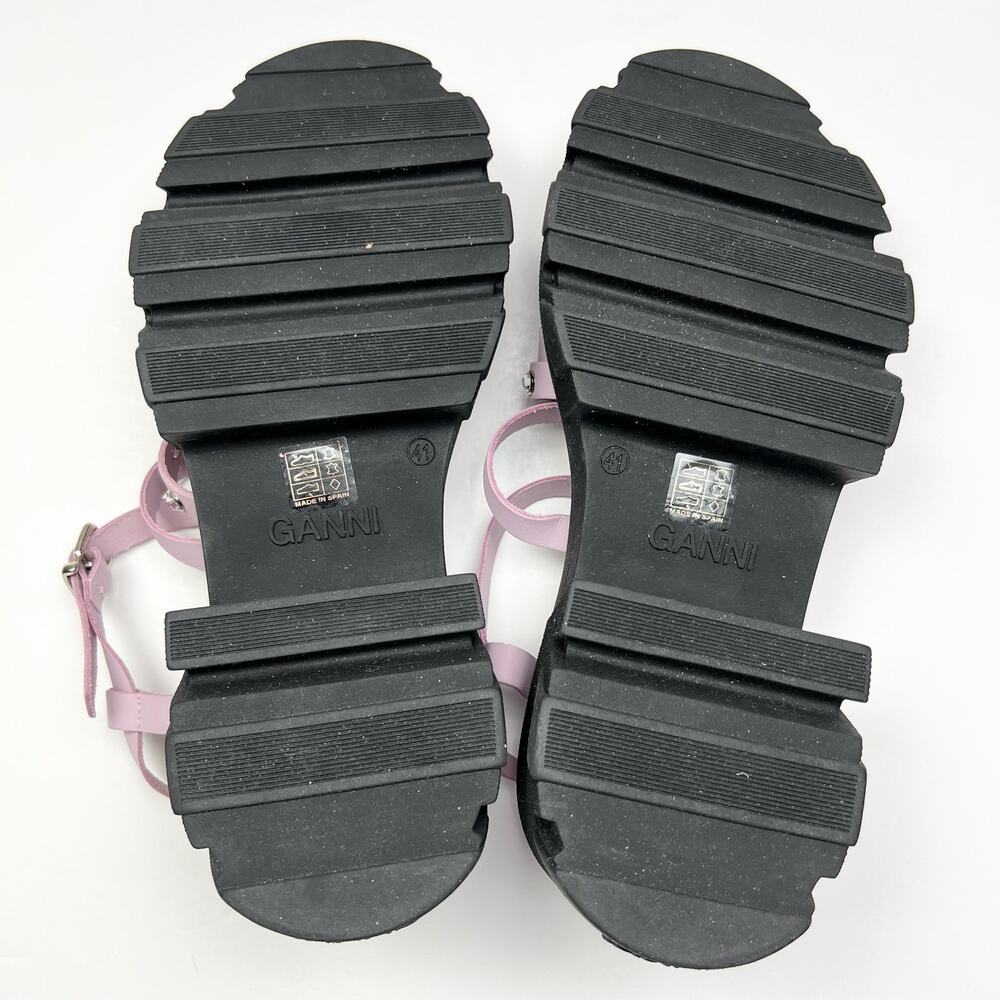 GANNI Crystal Embellished Strappy Block Heel Sandals EU 41 US 11 Pink Platform - Picture 9 of 11